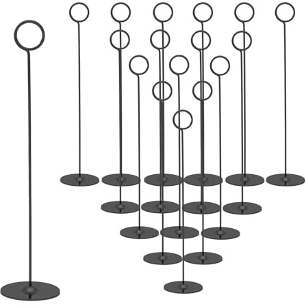 Urban Deco 16PK Table Number Holders Place Card Holders 12 Inch Table Card Holders Steel Card Holders for Photos, Food Signs, Memo Notes, Weddings, Restaurants, Birthdays(Black)