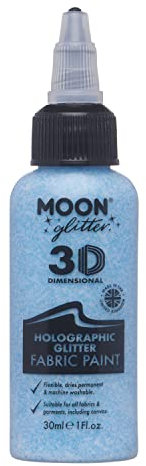 Moon Glitter - Holographic Glitter 3D Fabric Paint - 30ml - Blue - Textile paint for clothes, t-shirts, bags, shoes & canvas