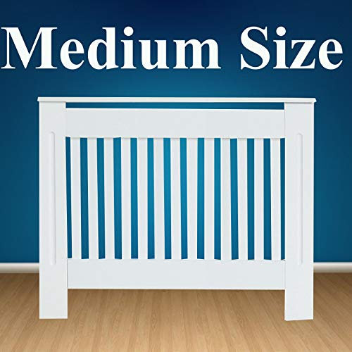 Heater Cover,Medium Size, Chelsea Radiator Cover Wall Cabinet Traditional Modern Slatted Grill Slats White Painted MDF,Flat Packed, Fast Delivery