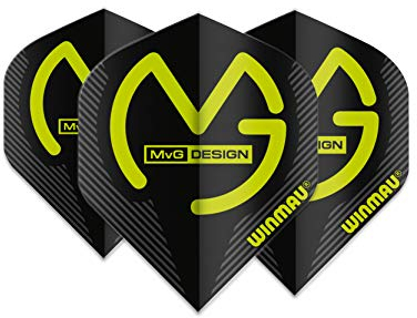 WINMAU MvG Michael Van Gerwen Mega Standard Schwarz Dart Flights - 1 Sätze pro Packung (3 Flights insgesamt)