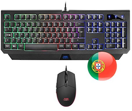 Mars Gaming MCP100PT, Combo H-Mech Tastatur & Maus 3200DPI, RGB-Beleuchtung, Portugiesisch Sprache