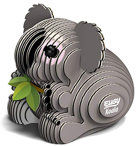 EUGY 650016 Koala, 3D Tier-Puzzle für Kinder und Erwachsene zum Zusammenbauen, DIY Tierfigur, Bastelset ab 6 Jahren, Braun