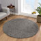 Impression Teppich Rund - Perfect Teppiche fürs Wohnzimmer, Flur, Schlafzimmer, Kinderzimmer, Babyzimmer - Hochwertiger Öko-Tex Zertifizierter Flächenteppich - Solid Color Grau - 80 cm Rund