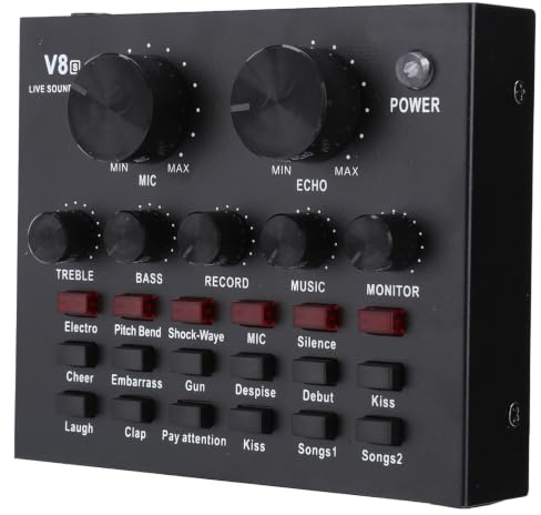V8S Externe Live Soundkarte mit Cloud Soundeffekt | Sprachwechsler USB aufladbares Kabel für Computer und Telefon Streaming