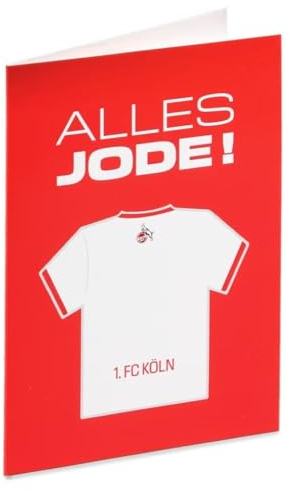 1. FC Köln Grußkarte - Alles Jode! - rot Karte Trikot Glückwunschkarte Klappkarte - Plus Lesezeichen I love Köln