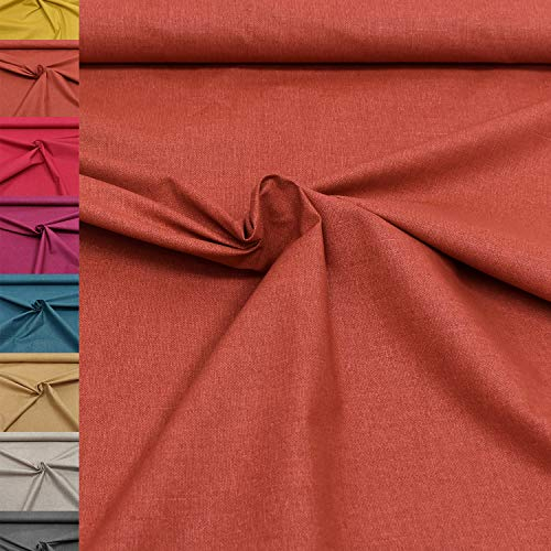 MAGAM-Stoffe Nele Baumwollstoff mit Leinen-Optik Oeko-Tex Meterware 50cm (03. Terracotta)