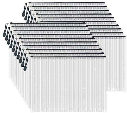 COWOKR-UP 20 Stück Dokumententasche A4 mit Reißverschluss, mesh reisverschlusstaschen document wallet A4 Zipper Beutel Tasche for Büros Schule Reise