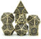 World of Dice Steampunk Polished - 7-teiliges Pen and Paper Würfelset aus Metall, mit Zahnrädern, Metall Würfel (ohne Etui)