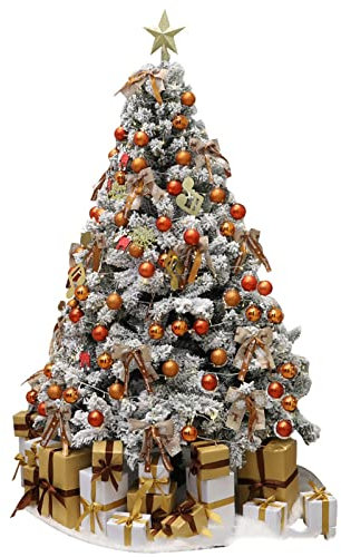 XBSXP Albero di Natale Artificiale Pre-Letto con Ornamenti, Albero di Pino di Natale con luci Chiare, Albero di Natale innevato per la Decorazione delle Vacanze-A 7,9 Piedi (240 cm)