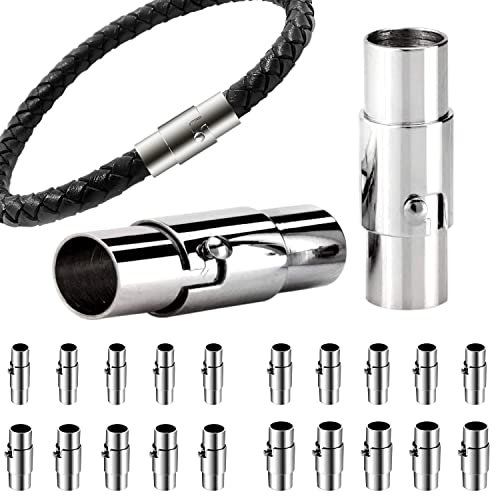 CooBigo 20 Sets Leather Cord End Caps Magnetic Clasps 4/5/6/7mm Stainless Steel Magnetic Bracelet Clasps and Closures for Jewelry Making