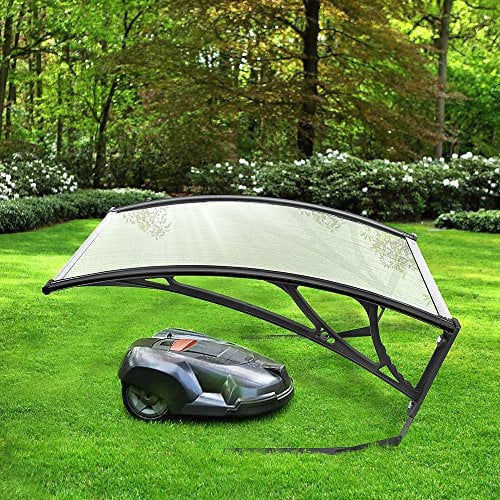 Willonin Mähroboter Garagendach, Mähroboter Carport, Polycarbonat regenfest, Sonnenschutz, Vordach, Haustürvordach 100*78*50cm (transparent)