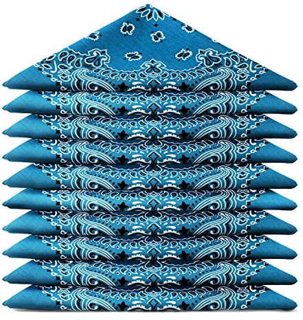 Karl Loven BANDANA 5 Stück Petrolblau - Paisley Mandala Muster - 100% Baumwolle TÜV geprüft - Dicker Stoff - 20 Exklusivfarben