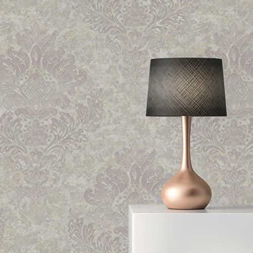 TADESSI Tapete Barock Giulia M1-No.636 Vliestapete Weiß Rosa Tapete mit Ornamenten für Wohnzimmer Schlafzimmer Küche