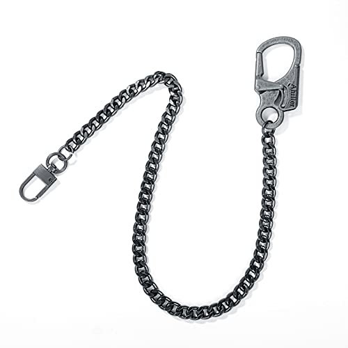 Ahiller Herren-Geldbörsenkette, Heavy Duty Schlüsselkette [Karabiner aus Legierung, Edelstahlkette], geeignet für Jeans, Brieftaschen, Taschen (1, Grau-P)