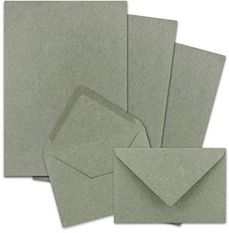 250x Briefpapier-Sets DIN A5 mit C6 Briefumschlägen - Grau - Nassklebung (Grau) - Kraftpapier Blätter mit Kuverts - FarbenFroh by GUSTAV NEUSER