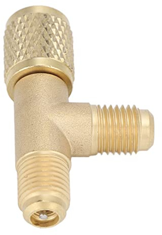 Ejoyous Ventilkern T Adapter, Ventileinsatz Messing 1/4in SAE Robuste Struktur Stabile Leistung Schnellkupplungs Zugangs T Stück für R22 R12 R134