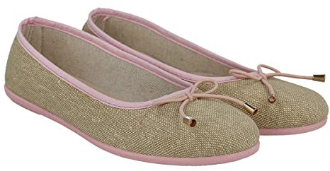 PAYMA - Ballerines pour Femmes. Chaussure d'été Confortable. Chaussure Plate. Plante Rembourrée. Bout Rond. Couleur: Beige, Taille: EU 38