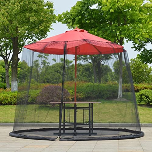 Moskitonetz für Sonnenschirm, Insektenschutz mit Reißverschlusstür, Outdoor-Sonnenschirm Anti-Moskitonetz, Ø3 x H2,3 m, für gerade Regenschirme und Bananenschirme (Schwarzer gerader Regenschirm)