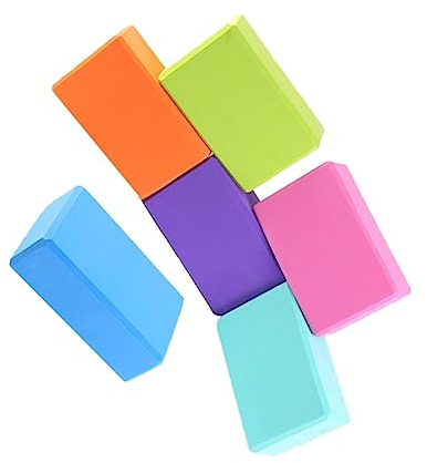 INOOMP Yoga Blöcke 6 Stück Hochdichte Eva Yogasteine Hilfssteine für Frauen Glatte Oberfläche Leicht zu Reinigen für Yoga Training und Übungen Zufällige Farben