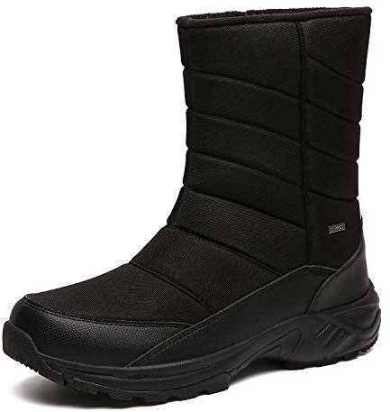 TLOLA Winterstiefel Herren Wasserdicht Winterschuhe Warm Gefüttert Schneestiefel Leicht Wanderschuhe Trekkingschuhe Rutschfest Stiefel Herren Arbeiten Ski Outdoor Boots Herren (Schwarz EU 44)