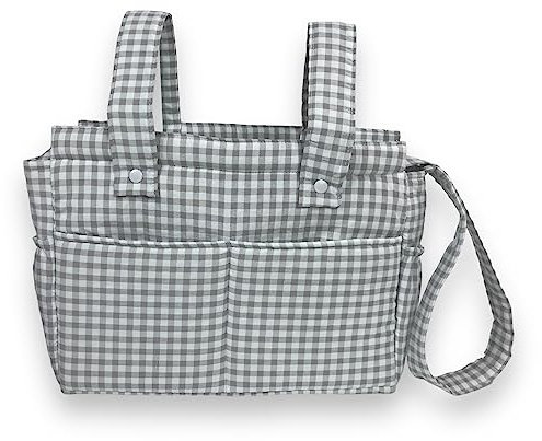 Bolso panera vichy - Talega carrito de bebé - Talega vichy (Gris)