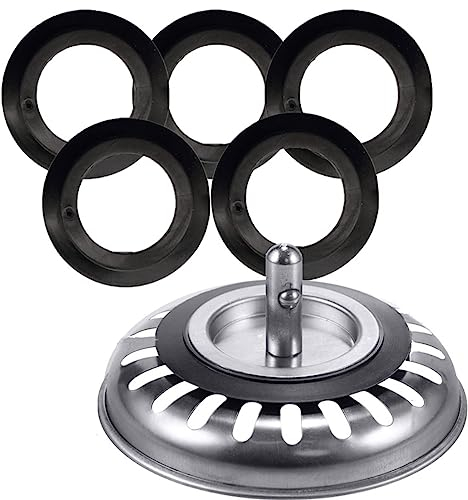 5 piezas Junta de Goma Tapon Fregadero Cocina, Junta Goma Desague Fregadero para Tapón De Válvula Y Tamiz, Ø Exterior 54 mm, Ø Interior 32 mm