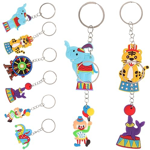 ifundom 10 Stück Zirkus-Schlüsselanhänger Niedlicher Silikon-Zirkustiere-Clown-Anhänger Schlüsselanhänger Karnevalsthema Partygeschenk Geschenke Für Geburtstag Halloween Partyzubehör