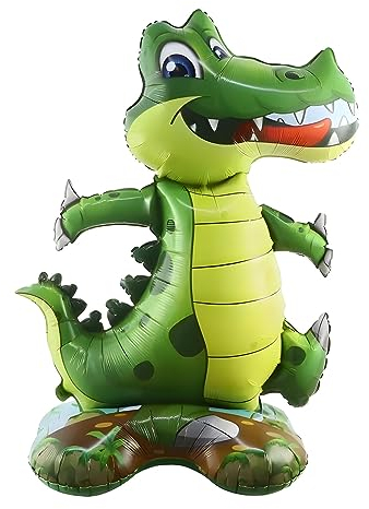Folienballon Aufsteller 3D, Krokodil grün, ca. 60 * 38 cm - Perfekt für Kindergeburtstage, Partydekoration, Tierthemen-Events, lustige Überraschungen, Geschenkidee, robust und wiederverwendbar