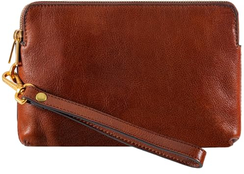 Time Resistance Leder Clutch für Herren – Cognac Braun Organizer Tasche für Herren – Handgelenktasche – Aktentasche Handgefertigt in Italien – Geschenkbox Inklusive