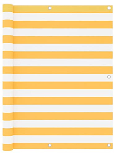 MNISDFL Balkonsichtschutz Markise Balkon Seitenmarkise Balkon-Sichtschutz Weiß und Gelb 120x400 cm Oxford-Gewebe