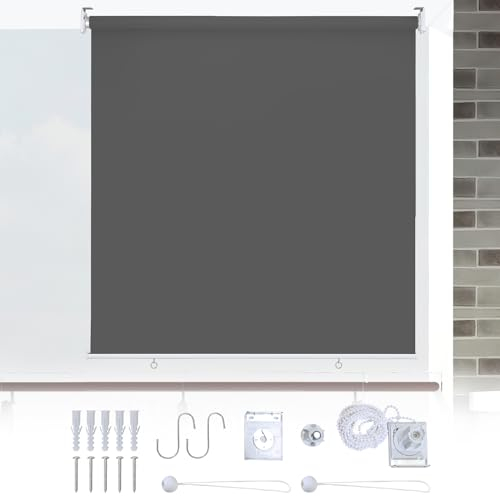 Ikodm Store vertical extérieur de 140 x 140 cm, pour balcon, ombrage intérieur et brise-vue, gris foncé