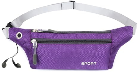CCAIPU Sport Bauchtasche Herren und Damen Gürteltasche Wandern Gürteltasche mit verstellbarem Gürtel Wasserdicht leichtes Gürtelset für Soprt Outdoor Camping (Lila)
