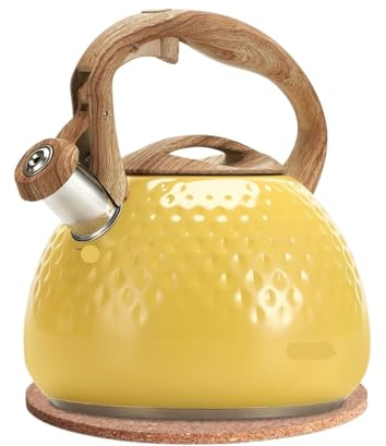 NBHDWF Sifflement Bouilloire Bouilloire Pour Poêle Thé Bouilloires En Acier Inoxydable Avec Manche À Poignée À Chaud Électrique Applicable En Acier Inoxydable Bouilloire/Beige/20.5 * 22.6Cm