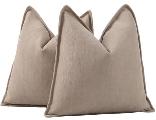 Madizz Lot de 2 Doux Housses de Coussin en Chenille Texturée Douce Simple décorative pour canapé Chambre Chameau 65 x 65 cm