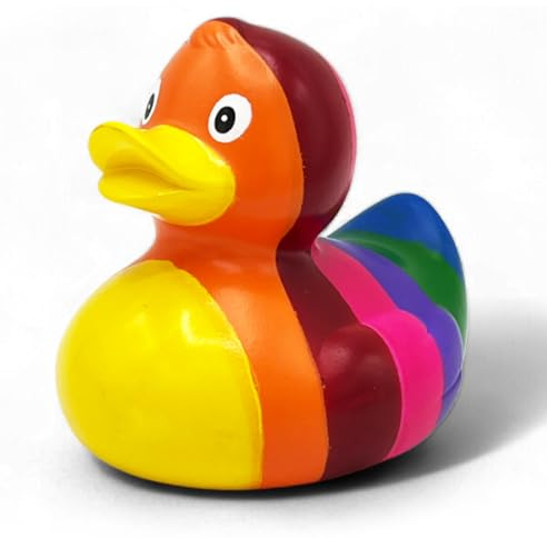 Badeente Kim Kunterbunt, eine original Quietscheente von SUPERLOTTI®, der Qualitätsmarke für Kinder! Nur echt in der Apfelbox!