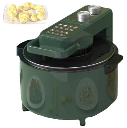 8L Large Capacity Air Fryer,1100W Oil-Free Double Knob Oven Air Fryer,Household Low-Fat Electric Fryer with 8 Menu Presets,270° Viewing Window,Non-Stick Basket Easy to Clean,Green,Green