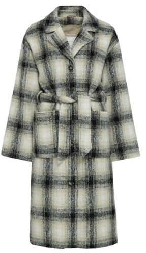 mazine Laven Vegan Wool Coat - Damen Wollmantel, Größe_Bekleidung:S, Farbe:beige/black/checked