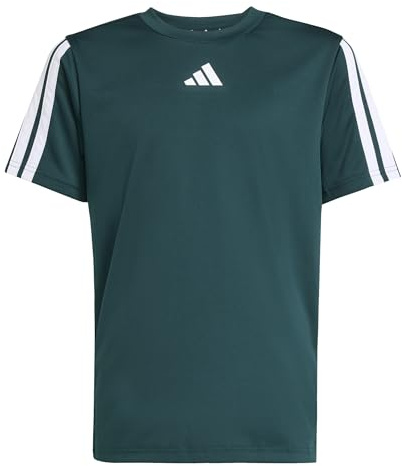 adidas Boy's Train Essentials 3-Stripes T-Shirt, Aurora Ivy/White, 13-14 Years