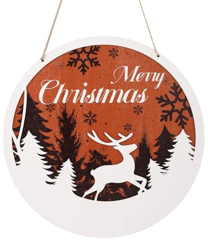 Cartello di Buon Natale, Cartello Natalizio in Legno Porta Decorazione Frontale a Doppio Strato Ornamento Natalizio Stereo 3D per Decorazioni Natalizie per Interni ed Esterni (Stile A)