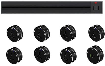 Regleta deslizante móvil para riel de enchufes, adaptador de enchufe eléctrico universal para electrodomésticos Power Track, adecuado para escritorio y pared,80cm