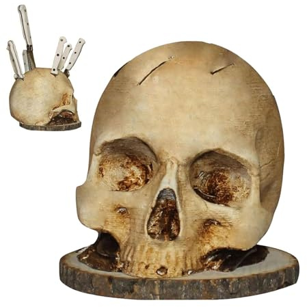 Tuxxjzm Lustiger Messerhalter, Totenkopf-Messerblock - Skelettmesserhalter mit mehreren Steckplätzen, Küchenmesserhalter,Messerblockhalter Gruseliger leerer Messerblock für Messer Gabeln Löffel