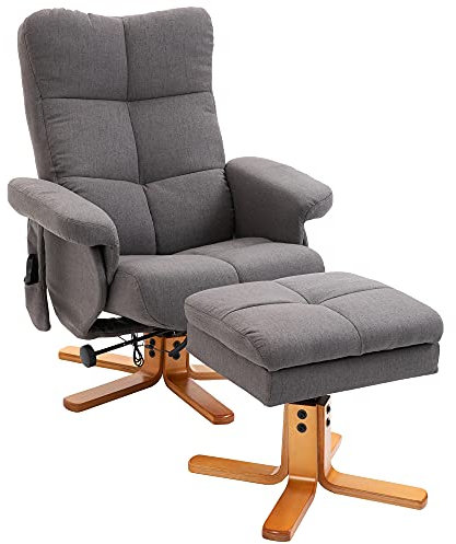 HOMCOM massant avec Repose-Pied Fauteuil Relax Salon Relaxant - Dossier inclinable jusqu'à 145°, Coffre de Rangement et télécommande - Fauteuil TV Charge 120 Kg, Noir