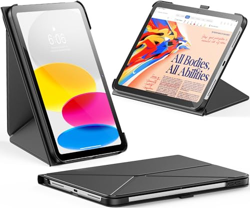 INFILAND Hülle für iPad (A16) 11./10. Generation (2025/2022), Faltbarer Ständer für Quer- und Hochformat, Auto Schlaf/Aufwach Funktion,Schwarz