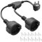 Doppelstecker für Steckdose, Mehrfachsteckdose 2 Fach Steckdosenadapter, 3680W Deutsch Verlängerungskabel Doppelsteckdose mit 2 Schuko Steckdosen 1.5 mm², 16A/250V, Schwarz