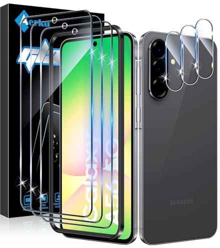 Aerku Verre Trempé pour Samsung Galaxy A56 5G & Protection de Caméra | 3x Protection Écran & 3x Caméra Arrière Protecteur & Outil d'Installation Facile, 9H HD 0,33mm Ultra-Fin, Sans Bulles