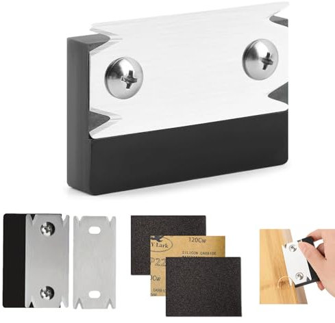 Kantenschneider-Umleimer, Einhandhobel für Holzbearbeitung, Kantenschneider Umleimer mit 2 Ersatzklinge Und 3 Arten von Schleifpapier für Holz PVC ABS, Holzbearbeitung Rutschfest Einhandhobel Schwarz