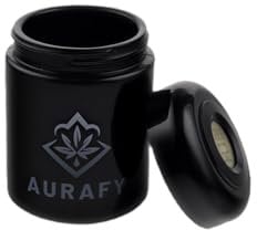 Stash Jar mit Hygrometer-Deckel – UV-Glas, luftdicht & geruchsdicht zur Aufbewahrung von Kräutern & Gewürzen – Inklusive 2 Stück 62% RH 2-Wege-Feuchtigkeitskontrollpacks (250 ML)