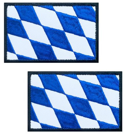 2 Stück Bayern Flagge Patch Taktische Blau Bayerisch Nationales Emblem Stickerei Aufnähen Hook and Loop Patch Applikationen Mützen,Jeans,Uniformen,Jacken,Hosen,Biker,Rucksack,Hemden