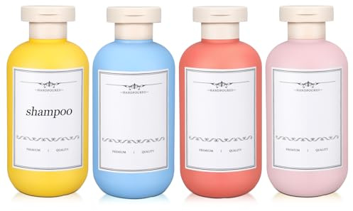 Bouteille de shampoing, de voyage, en plastique, 6,8 oz avec bouchon rabattable, récipient pour lotion pour toilettes, shampooing et après-shampoing de voyage (orange, jaune, rose, bleu, 200 ml)