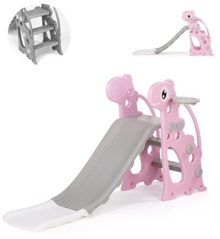 Chipolino Toboggan Enfants Dino 116 cm Longueur Glisse Ballon avec Panier Basket, Coloris:Rose